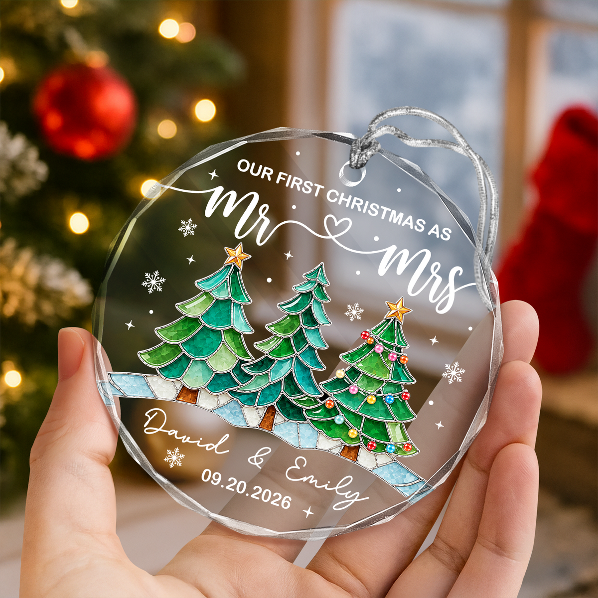 Personalized Our First Christmas As Mr & Mrs Glass Ornament Couple Christmas Gift LM32 669983