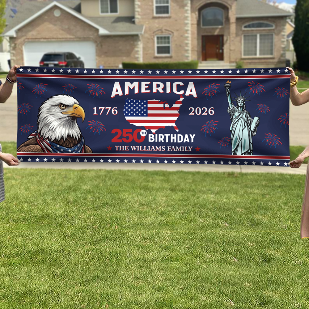 Custom Family Name American 250th Birthday 1776-2026 Banner HA75 920904