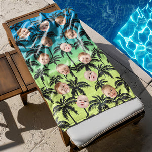 Custom Photo Blue Palm Beach Towel HO82 894066