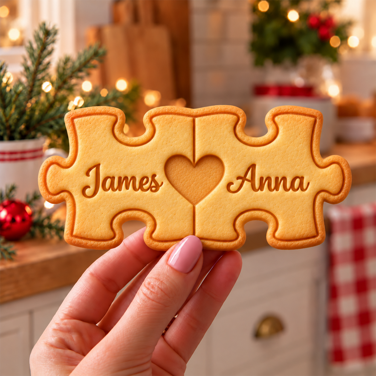 Personalized Couple Puzzle Shaped Cookie Stamp for Loved Ones HO82 904192