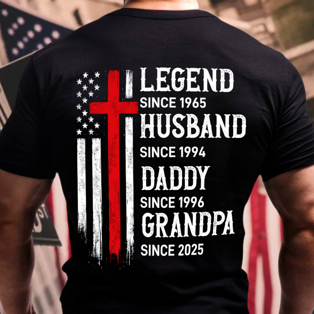 Personalized Legend, Husband since 4th Of July Back Dark Shirt Gifts For Dad, Grandpa HA75 920772