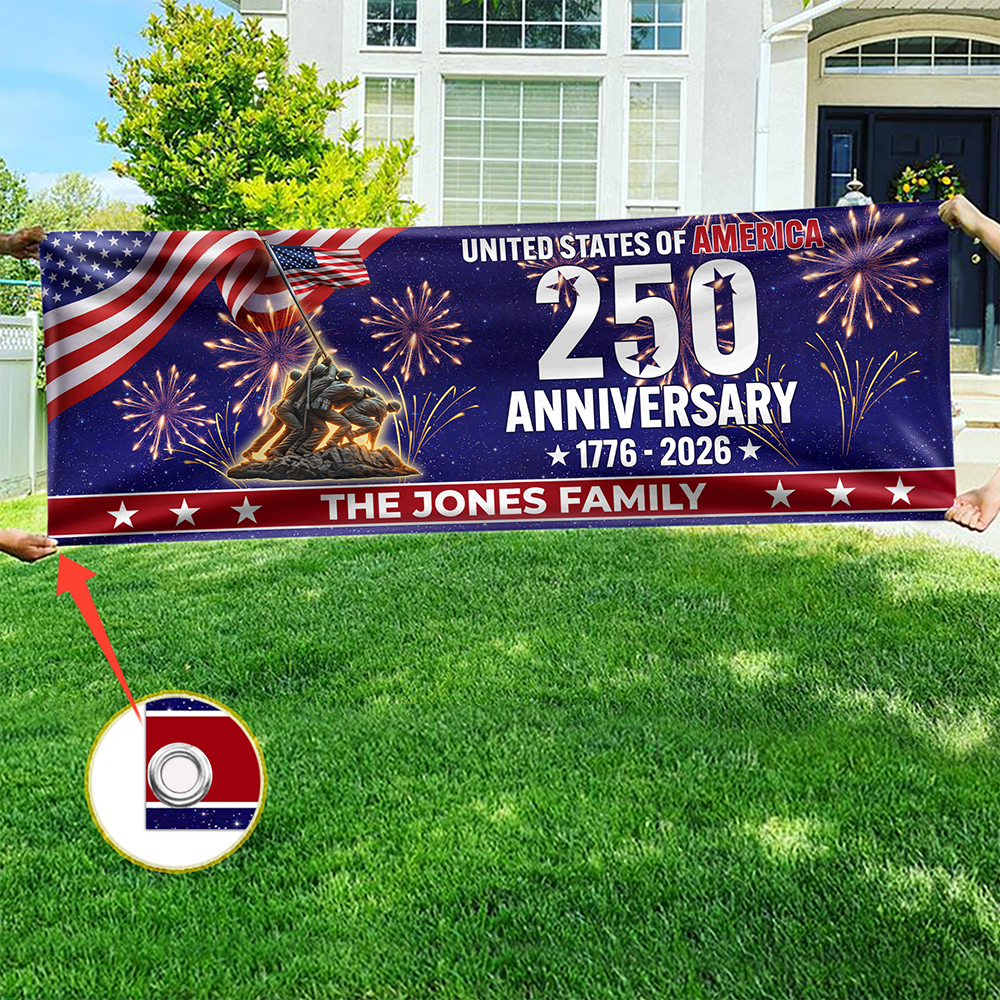 Personalized Family Name 1776-2026 250th Anniversary USA Patriotic Banner HA75 920728