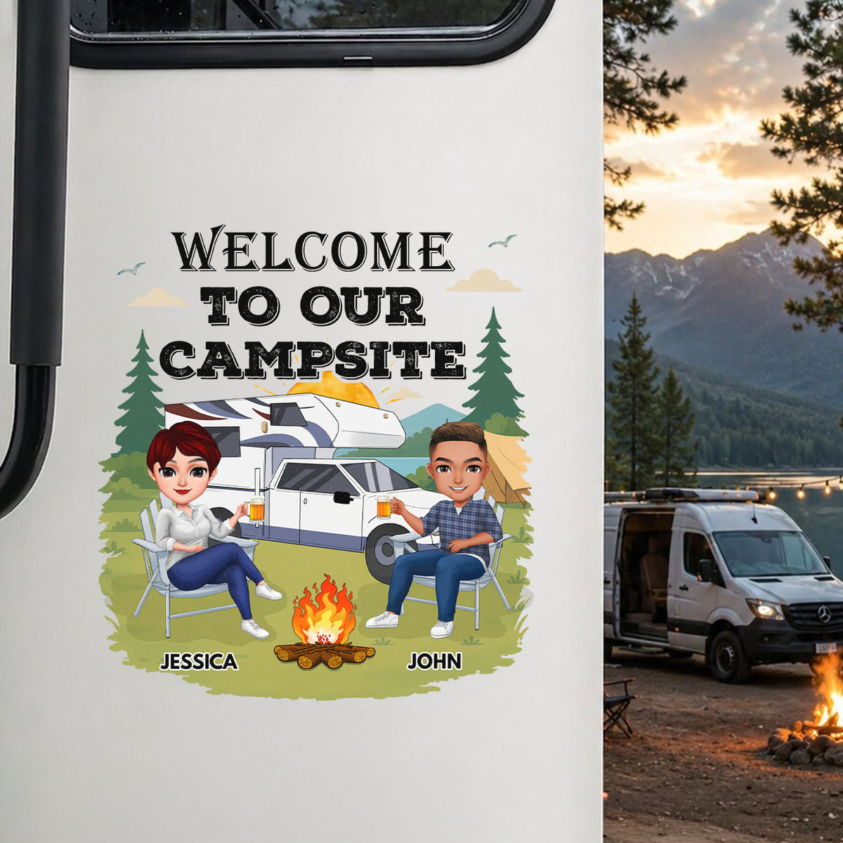 Personalized Welcome To Our Campsite RV Decal Sticker For Camper TH10 170349