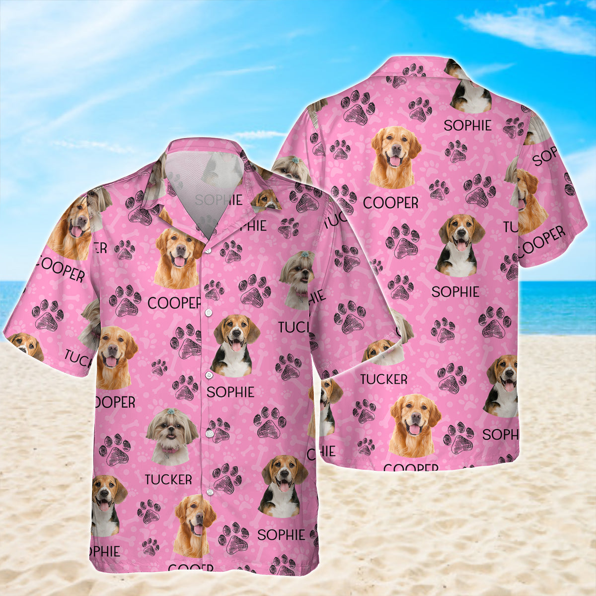 Custom Dog Photo With Paw Pattern Hawaii Shirt For Dog Lover TH10 894077