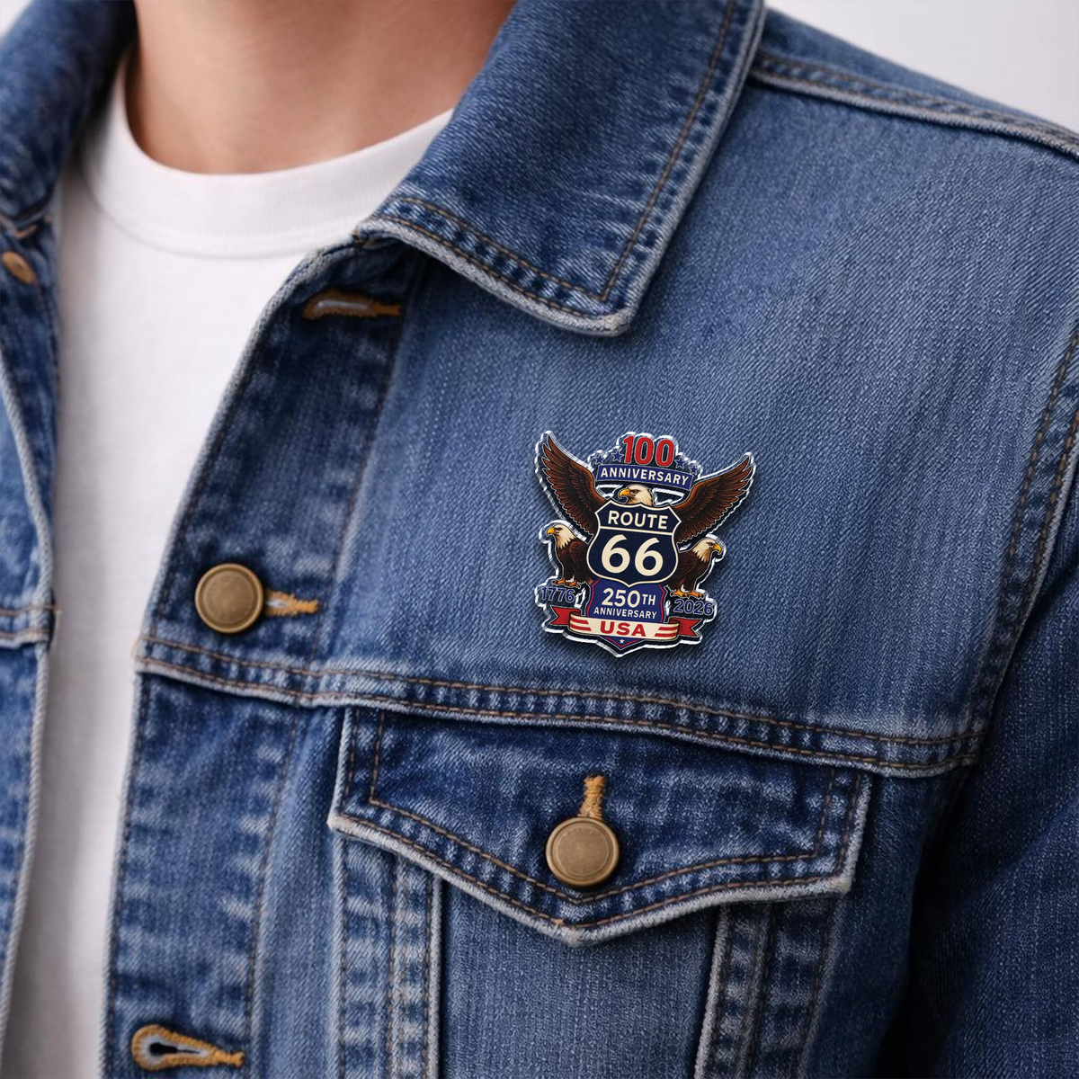 100 Years Of Route 66 And 250 Years Of USA Acrylic Pin HA75 920948