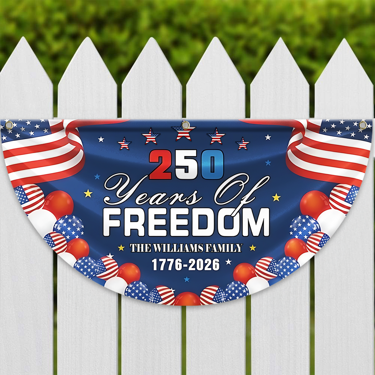 Custom Family Name 250 Years Of Freedom Non-Pleated Fan Flag TH10 169333