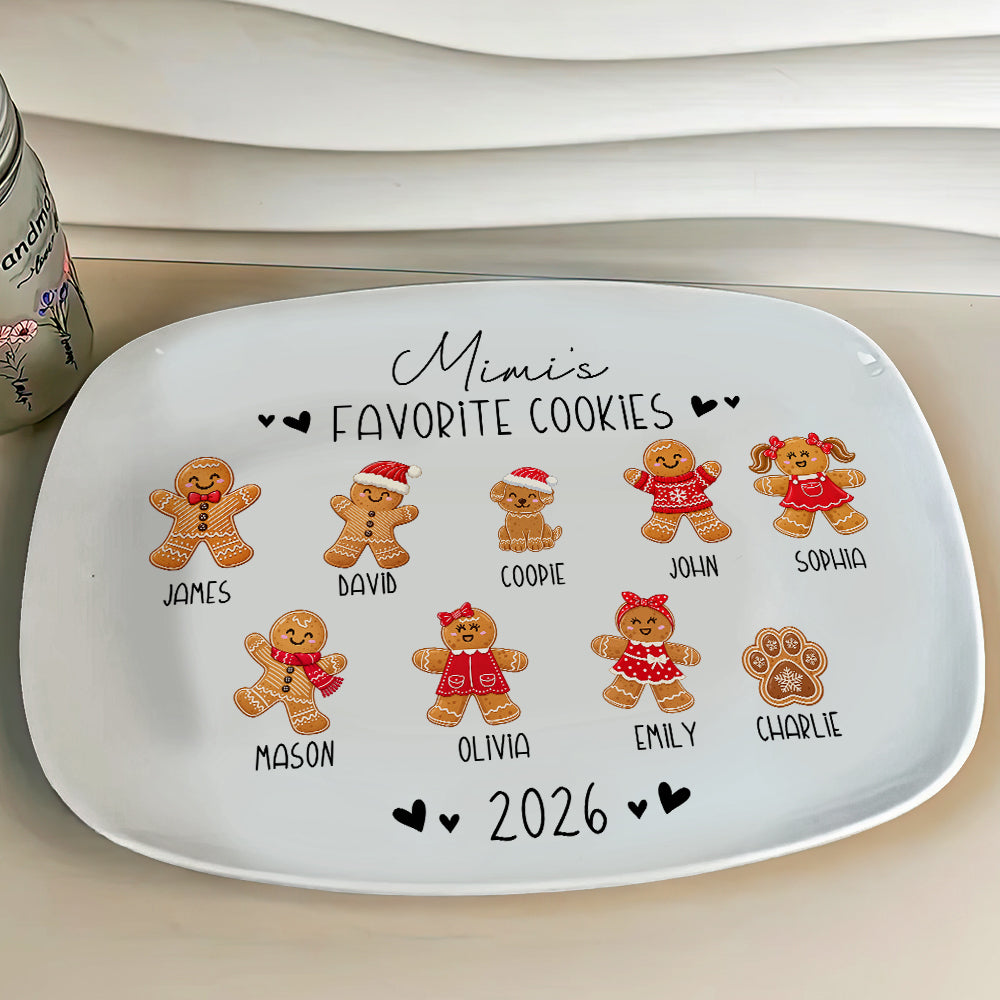 Custom Family Gingerbread Cookie Platter Christmas Family Gift Decor HO82 904178