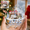Custom Photo 3D Effect Family Toile De Jouy Christmas Trees For Family Glass Ornament LM32 895063