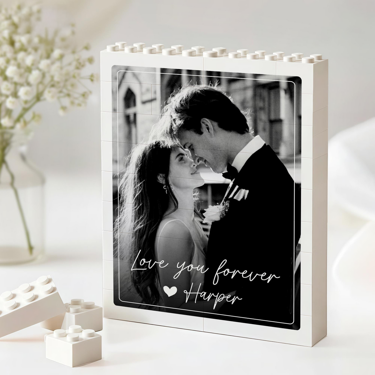 Personalized Couple Photo Building Block - Valentine's Day Gift For Boyfriend Husband HO82 901360