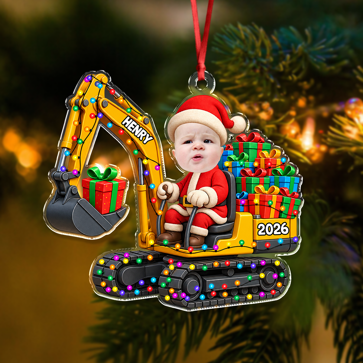 Custom Photo Excavator Personalized Christmas Acrylic Ornament HA75 922012