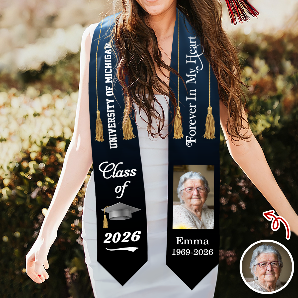 Custom Photo Class Of 2026 Forever In My Heart Memorial Stoles TH10 898813