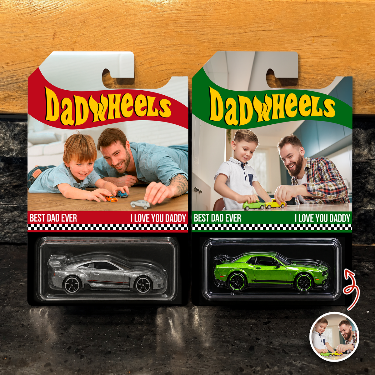 Custom Photo Best Dad Ever Wheels Package, Customized Dadwheels CH07 911658