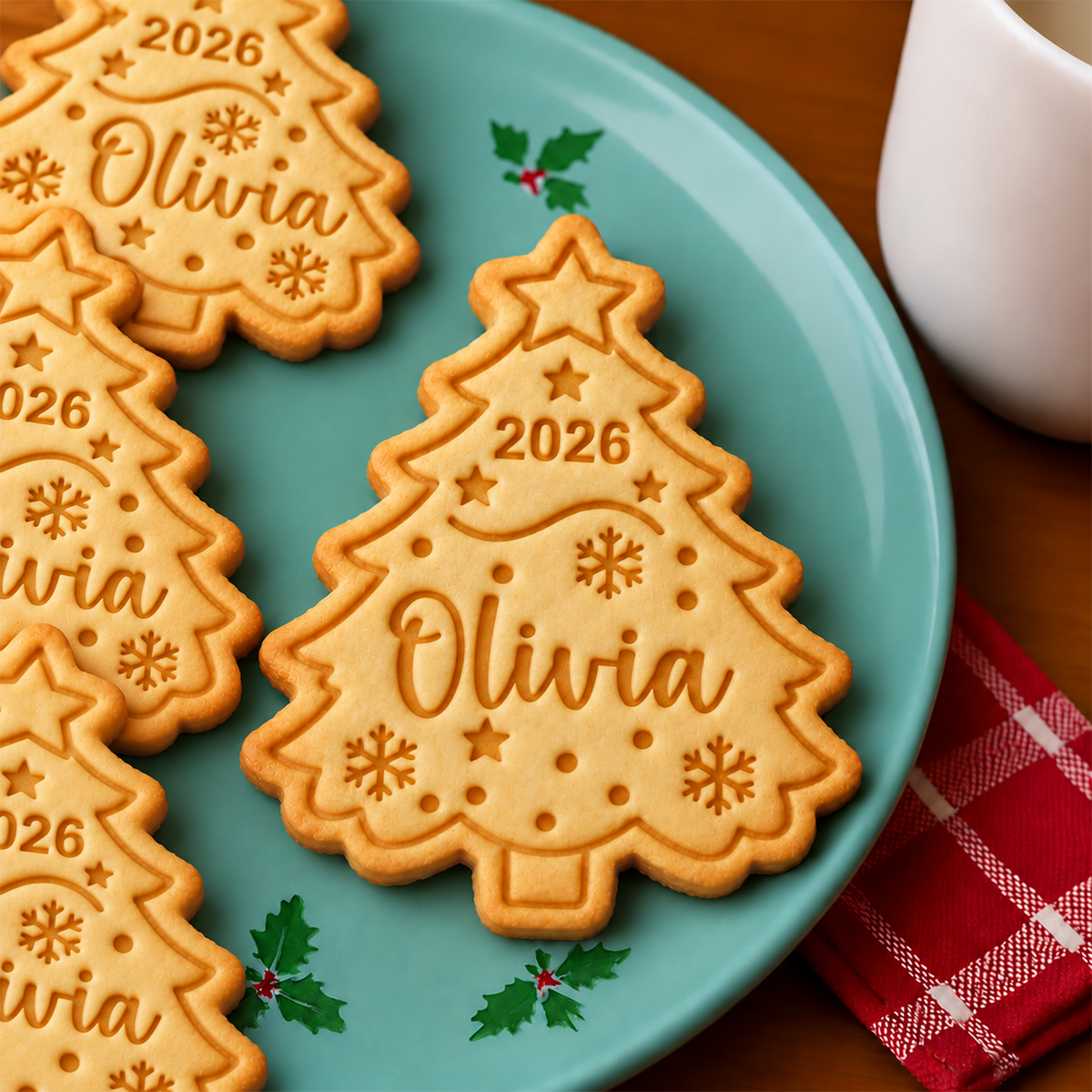 Personalized Name Merry Christmas - Christmas Tree Shaped Cookie Stamp HA75 57016