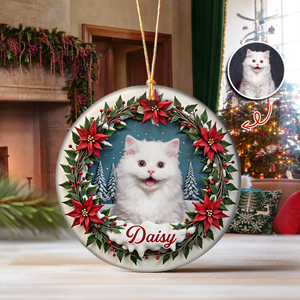 Custom Photo Cat Personalized Ceramic Ornament For Christmas HA75 897068