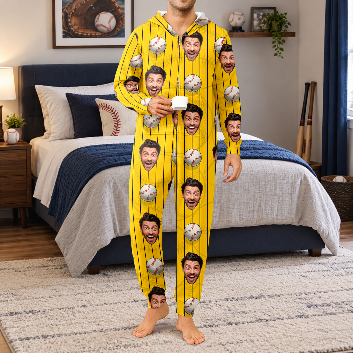 Custom Photo And Name Sport Baseball Onesie Pajamas HO82 903706