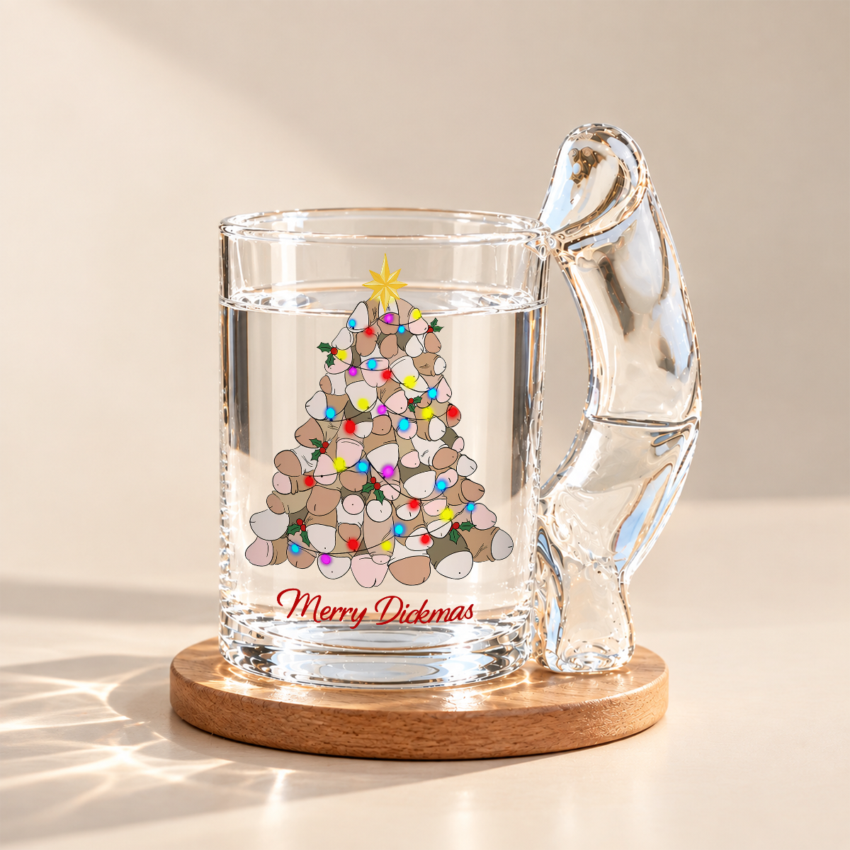 Personalized Merry Dickmas Novelty Christmas Tree Naughty Glass Mug CH07 180802