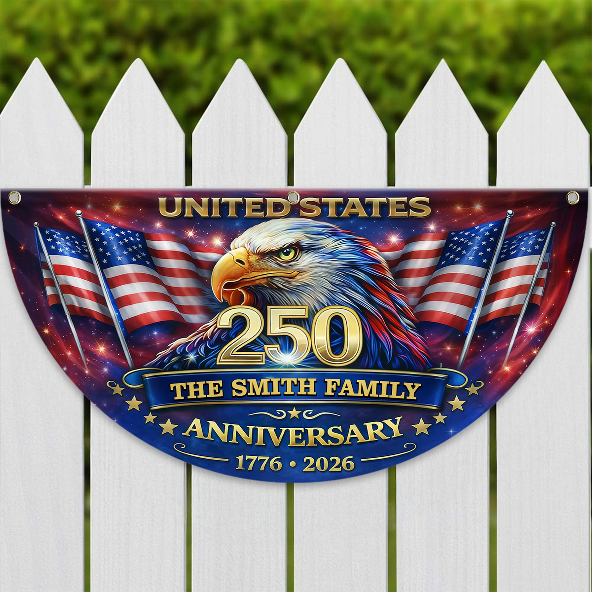 Personalized U.S 250th Anniversary with Family Name Non-Pleated Fan Flag CH07 911098