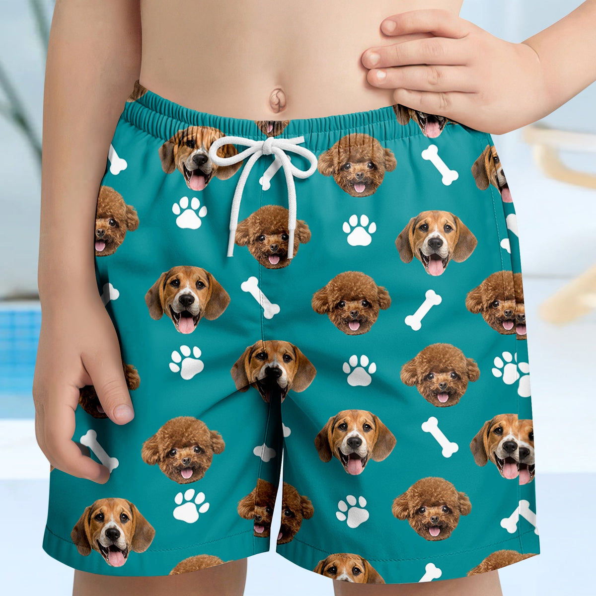 Custom Photo Face Dog With Bone Beach Short For Kid Summer Gift TH10 894101