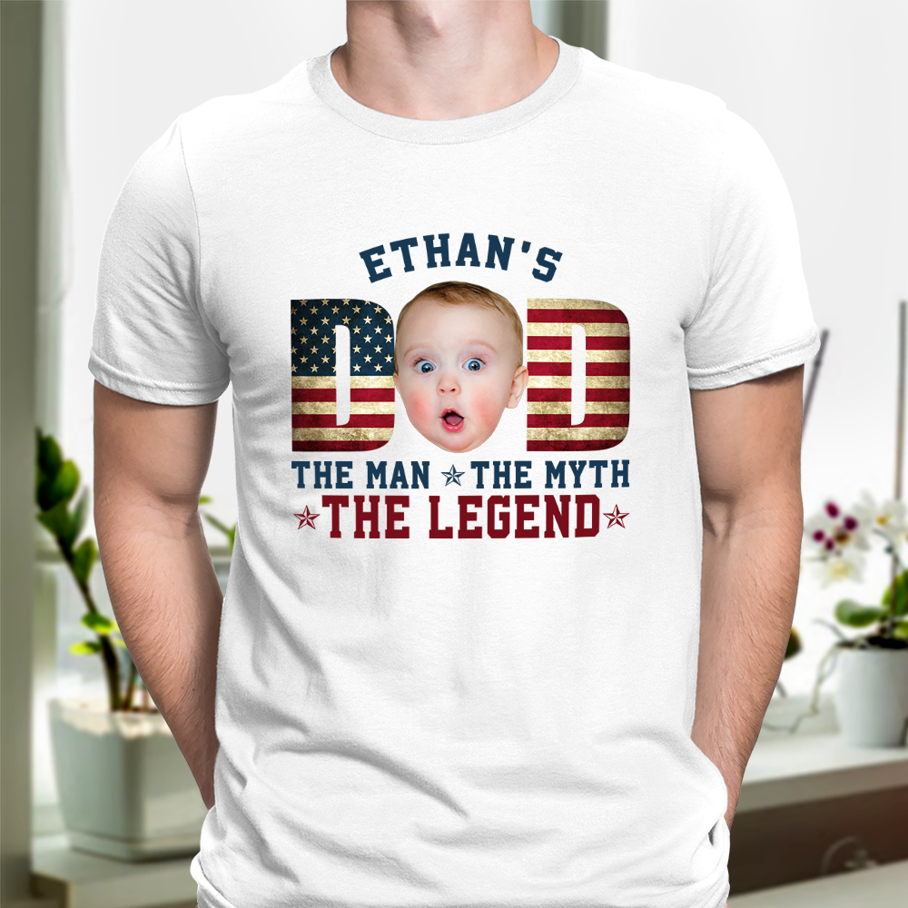 Custom Kid Photo - Dad, The Man The Myth The Legend Dad Bright Shirt HA75 892468