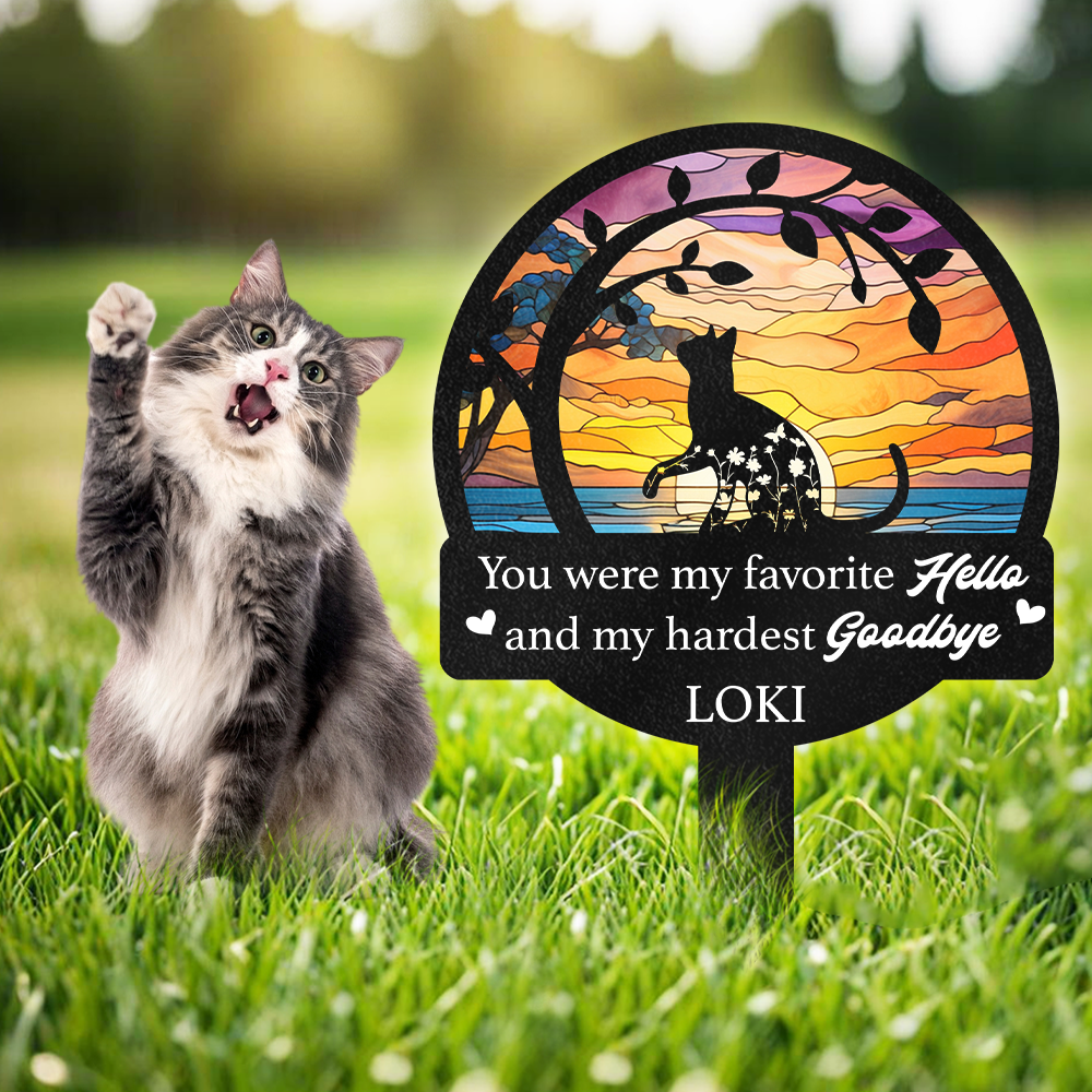 Personalized Cat Loss Memorial Garden Stake CH07 895776