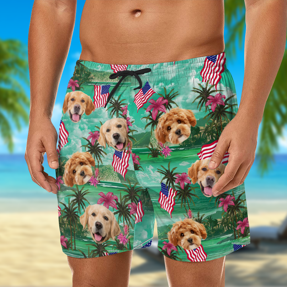 Custom Photo My American Spirit Beach Short - Gift For Family Members, Pet Owners, Pet Lovers LM32 893647