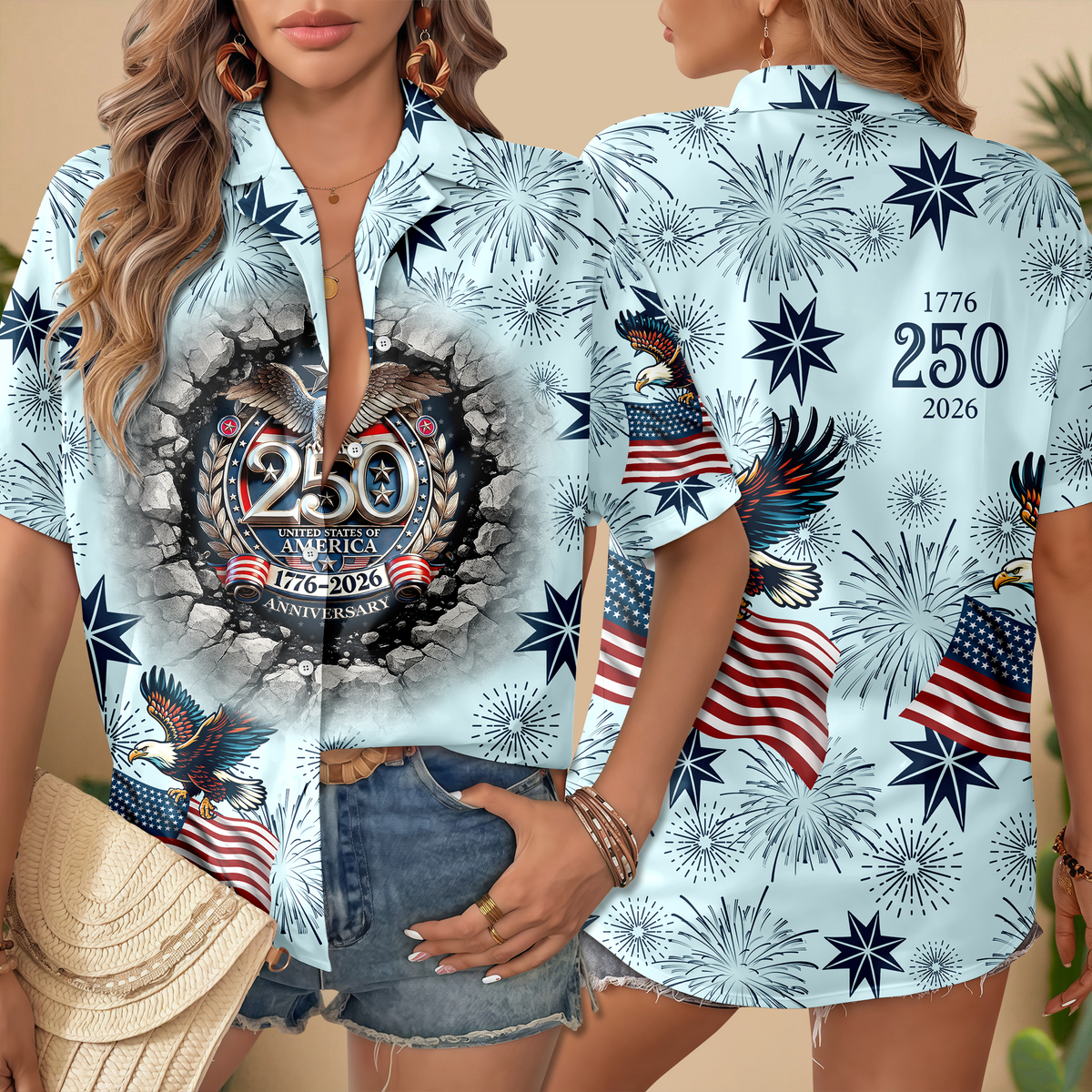 Personalized USA 250 Anniversary Eagle Semiquincentennial Hawaii Shirt LM32 899027
