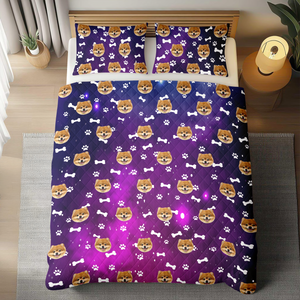 Custom Dog Cat Photo Galaxy Quilt Bedding Set HO82 900716