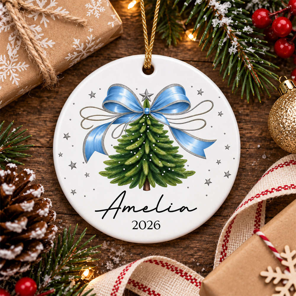Custom Name Girls Christmas Ceramic Ornament, Girls First Christmas Ornament Gift For Granddaughter HA75 919192