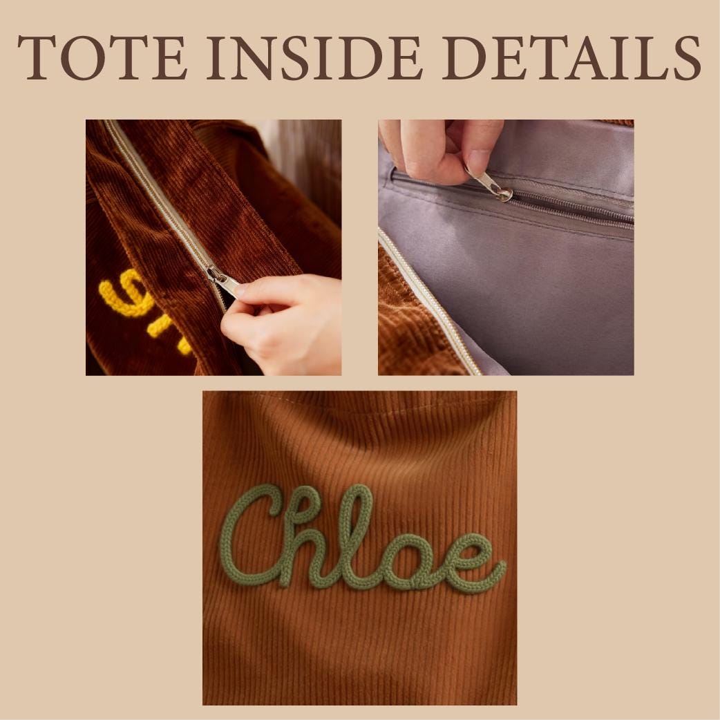 Personalized GIGI Corduroy Chunky Yarn Tote Bag, Mother's Day Surprise Gift for Grandma LM32 899769