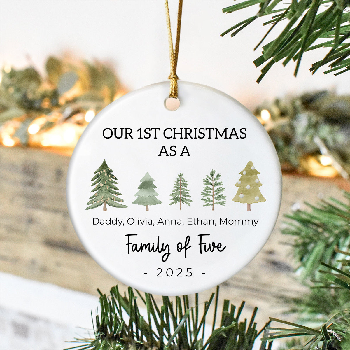 Our 1st Christmas As A Tree Family Of Three Christmas Ceramic Ornament LM32 895429