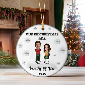 First Christmas As A Family Personalized 3D Inflated Effect Ceramic Ornament CH07 899496