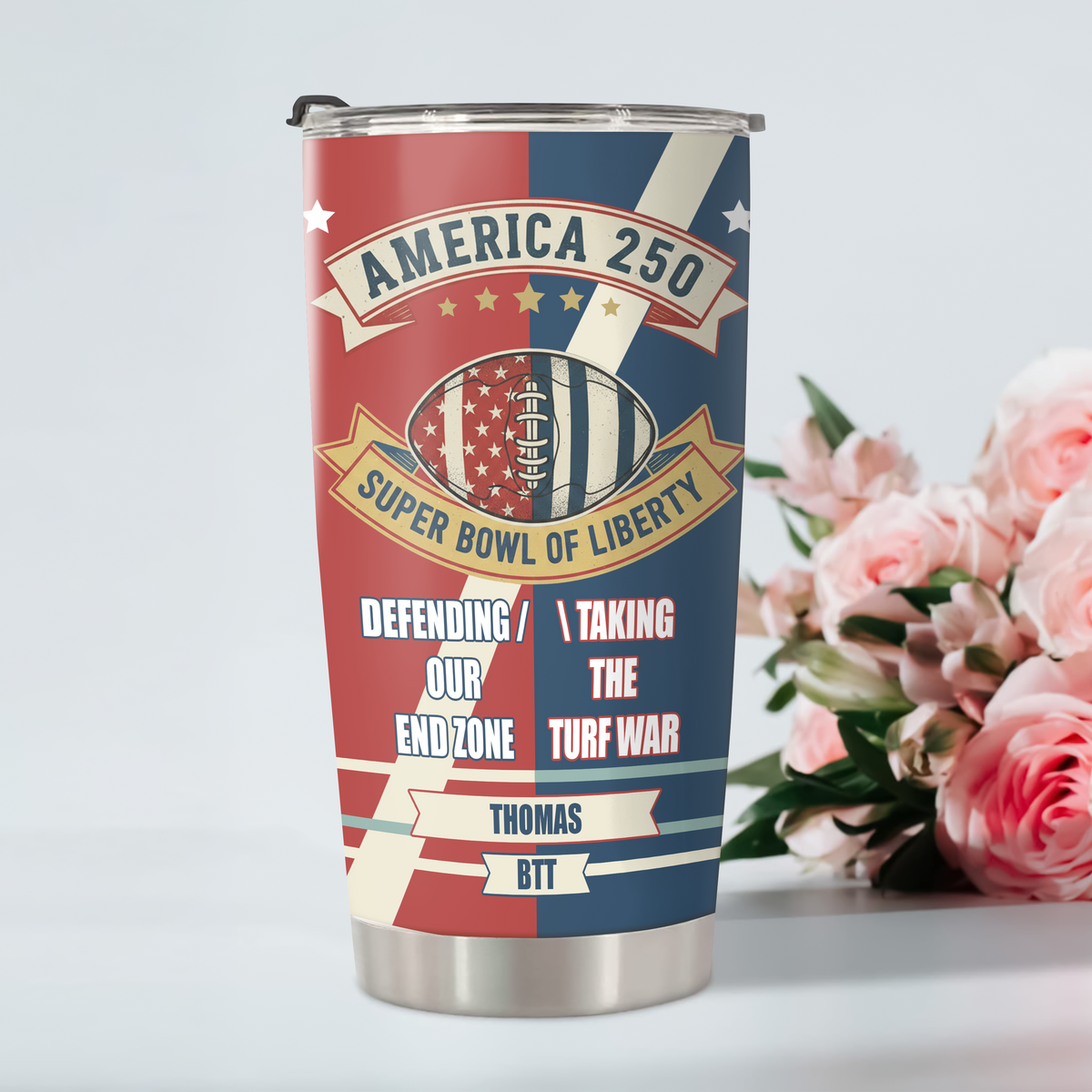 Personalized Name Super Bowl Of Liberty America 250 Football Giff Fat Tumbler LM32 897879