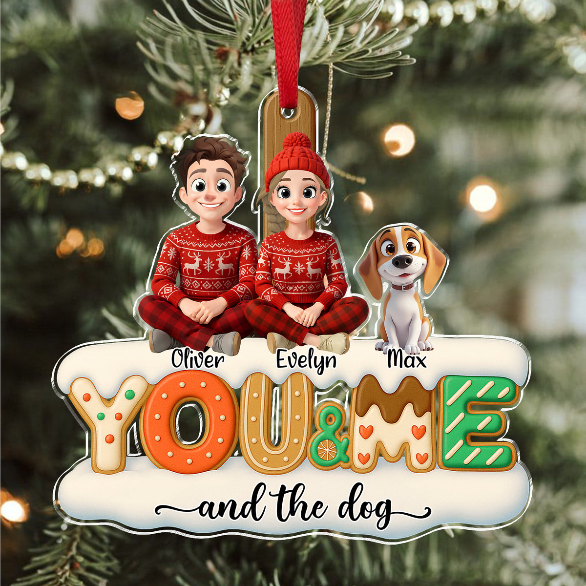 You & Me And Lovely Dog Acrylic Ornament Personalized Gift For Dog Lovers HO82 900216