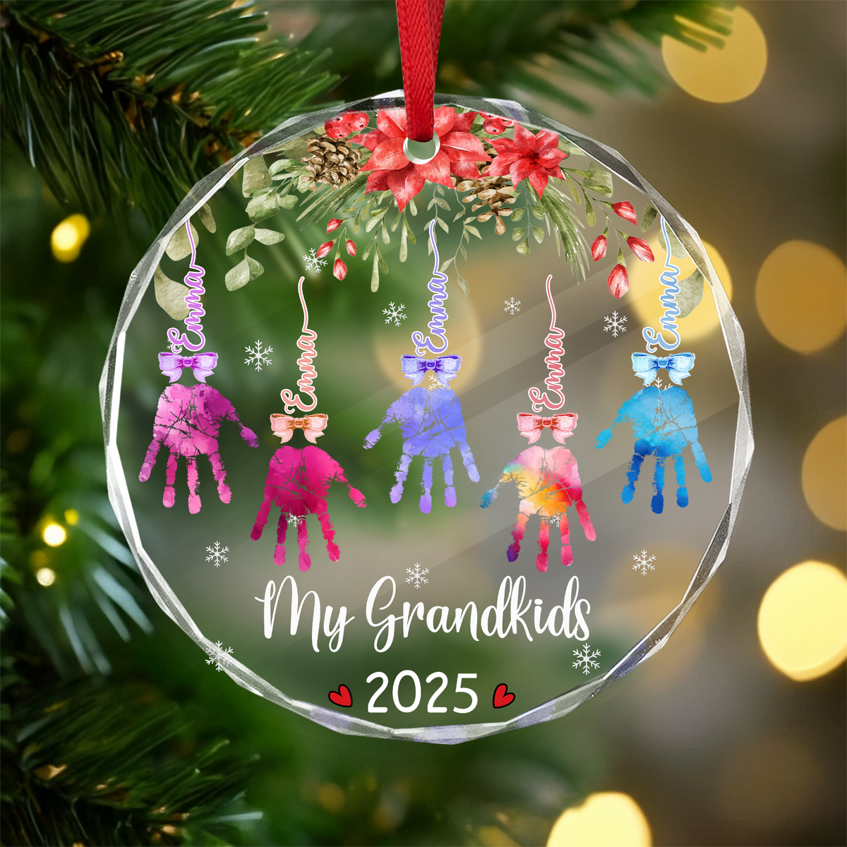 My Grandkids Handprints - Personalized Circle Glass Ornament LM32 895897