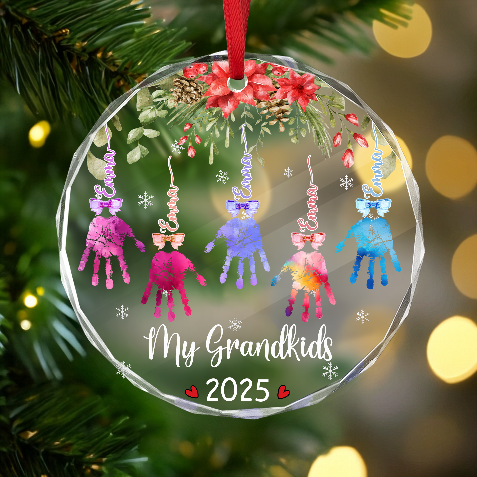 My Grandkids Handprints - Personalized Circle Glass Ornament LM32 895897