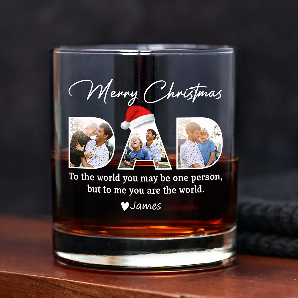 Custom Photo Merry Christmas Dad Family Whiskey Glass Gift For Dad HO82 894340