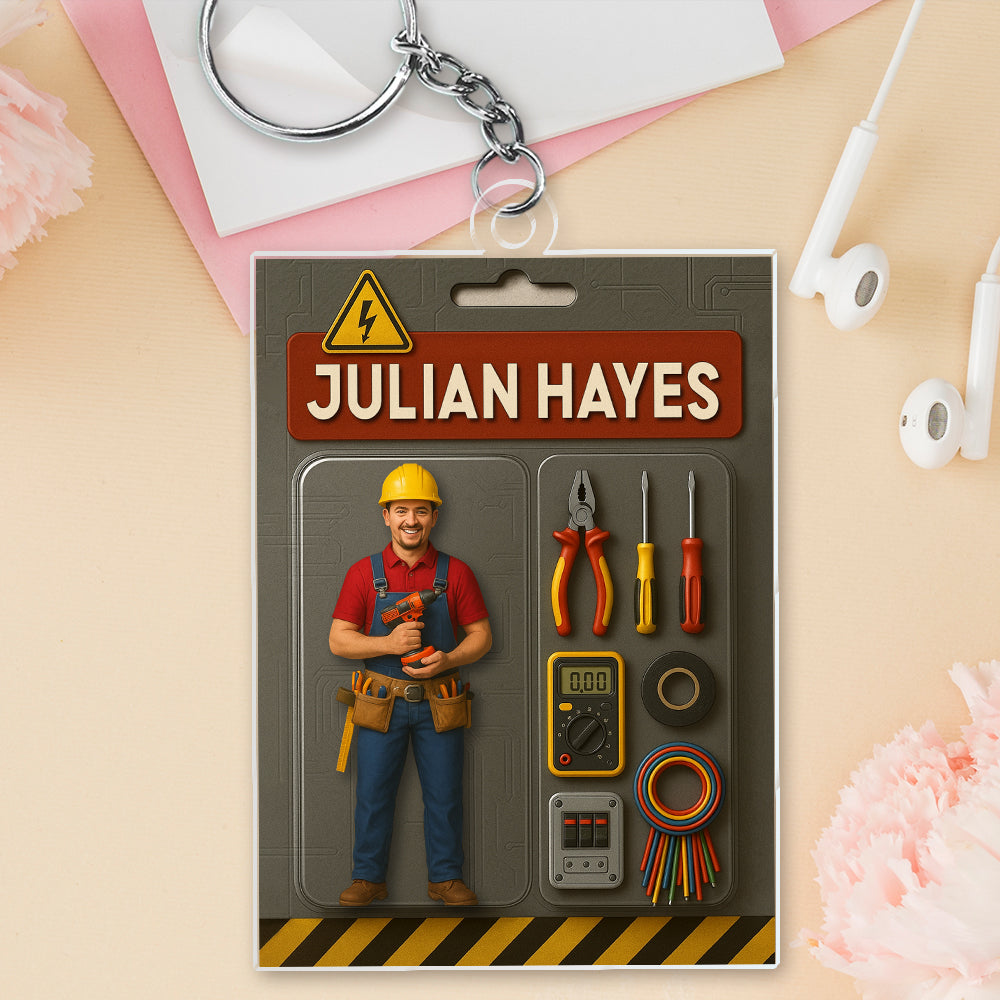 Custom Photo Mechanic Dad Figure Acrylic Keychain Gift For Dad HO82 894222