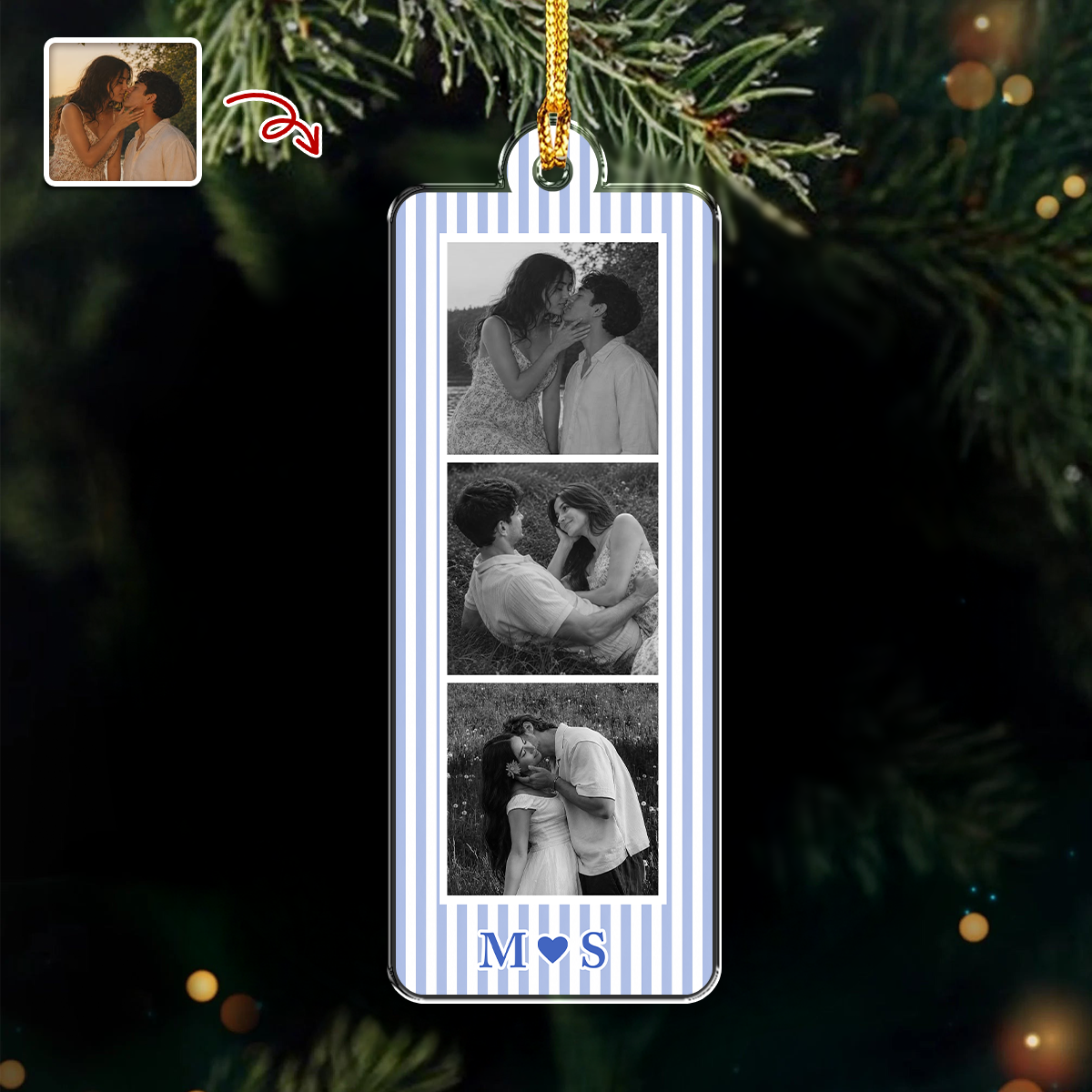 Custom Mini Photo Booth Strip Acrylic Ornament Personalized Couple Photos Gift CH07 180412