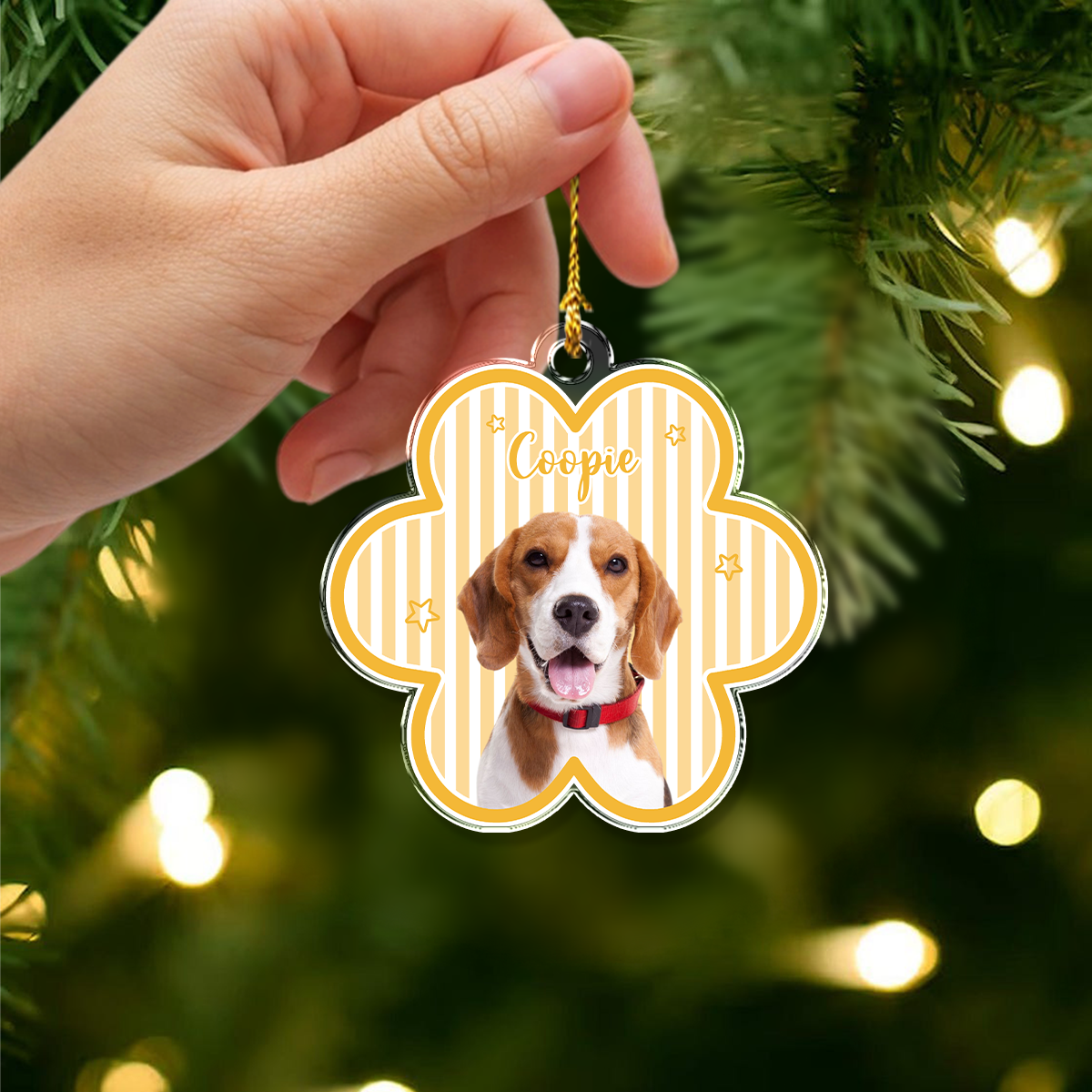 Custom Dog Photo Star Flower Shape Acrylic Ornament, Personalized Pet Keepsake CH07 180400