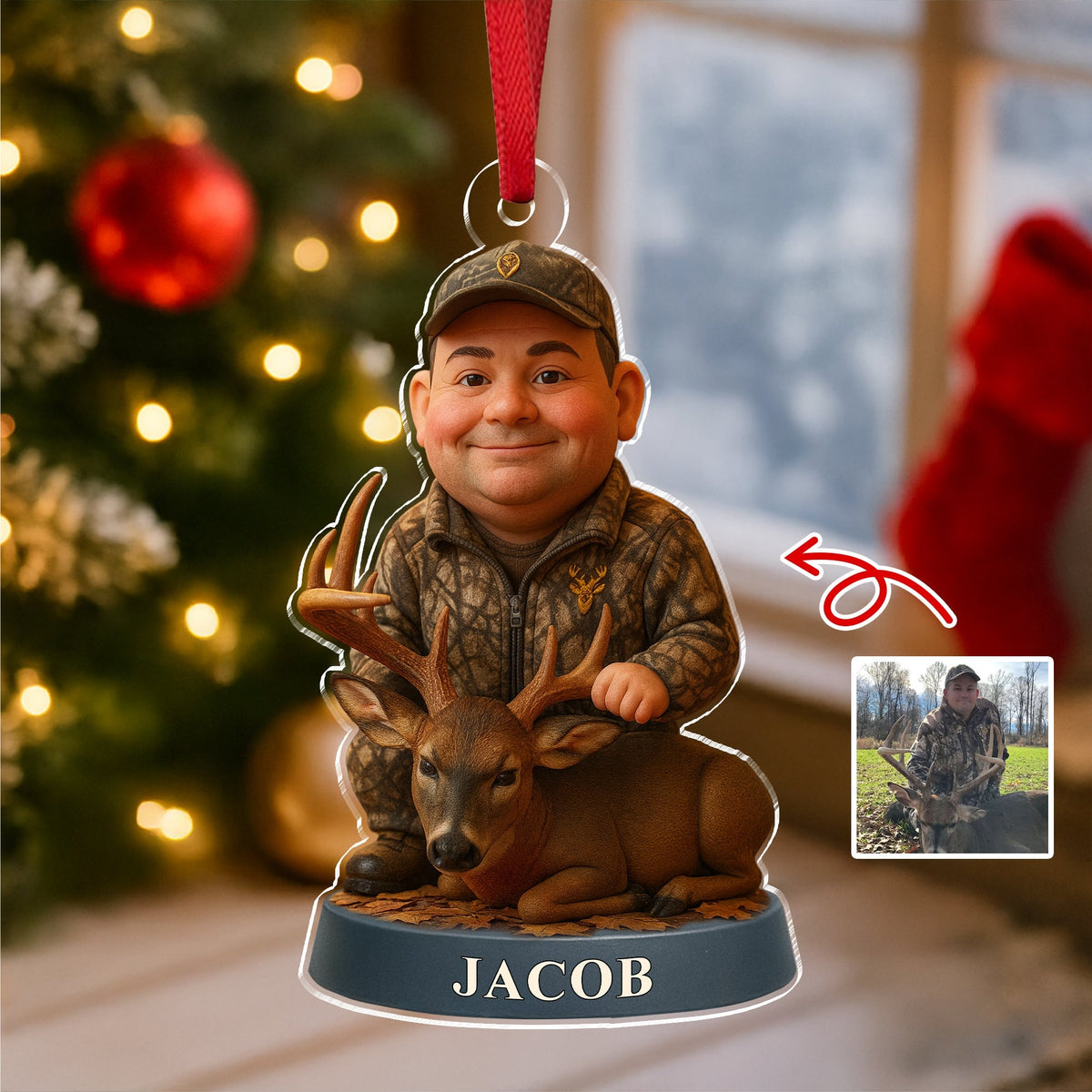 Custom Photo Hunting 3D Effect Figure Art Acrylic Ornament For Deer Hunter HA75 898120