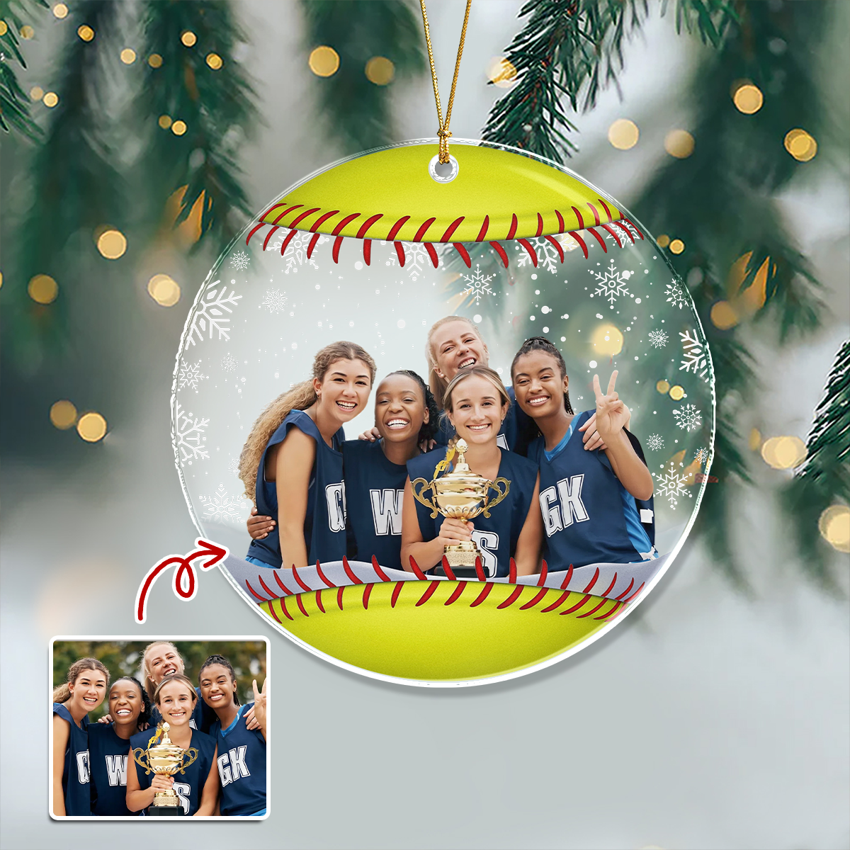 Custom Photo Baseball Team Softball Team Christmas Acrylic Ornament Gift HA75 897140
