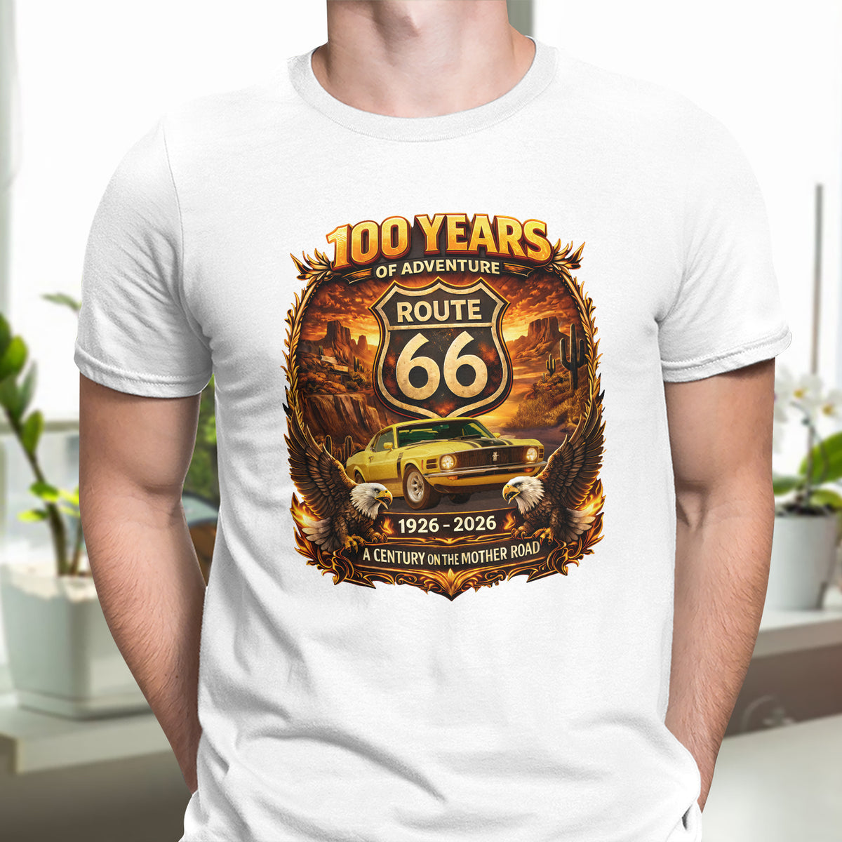 Custom Photo 100 Years Of Adventure Route 66 Car Bright Shirt For Car Lover TH10 898659