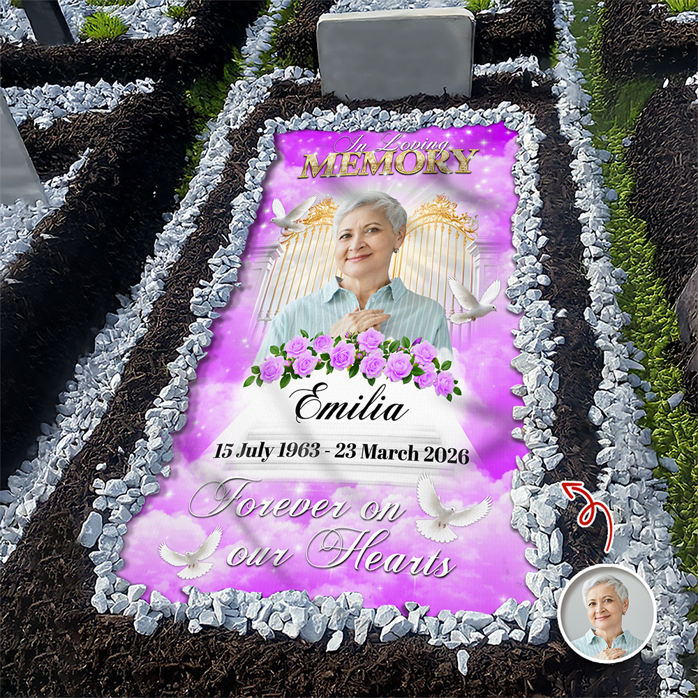 Custom Photo In Loving Memory Memorial Grave Blanket – Personalized Sympathy Gift CH07 910672