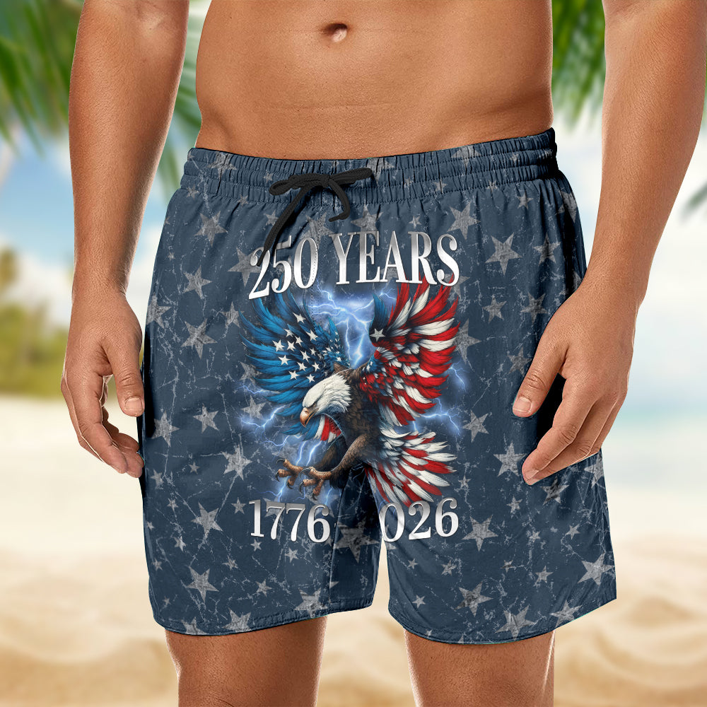 Personalized 250th Anniversary 1776–2026 Eagle Patriotic American Beach Short HA75 921046