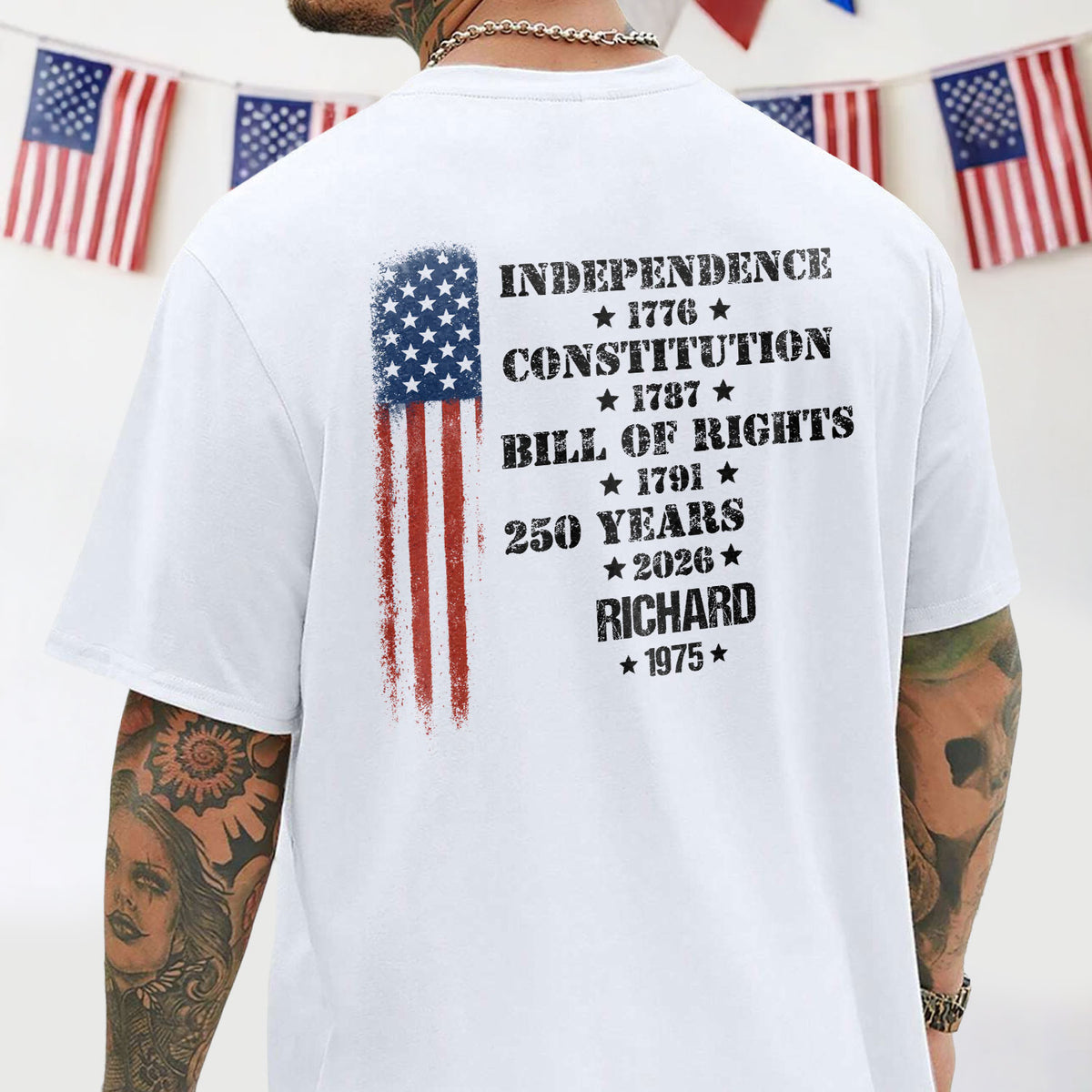 Personalized 250 Years Of America Back Shirt – Independence 1776 Constitution 1787 Bill Of Rights Patriotic USA TH10 898929
