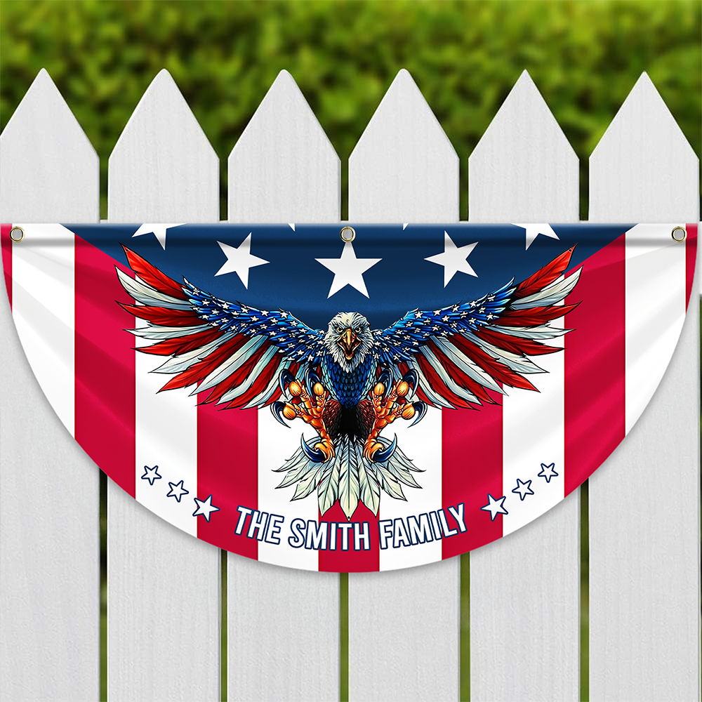 Custom Family Name American Flag Patriotic Eagle American Non-Pleated Fan Flag HA75 898788