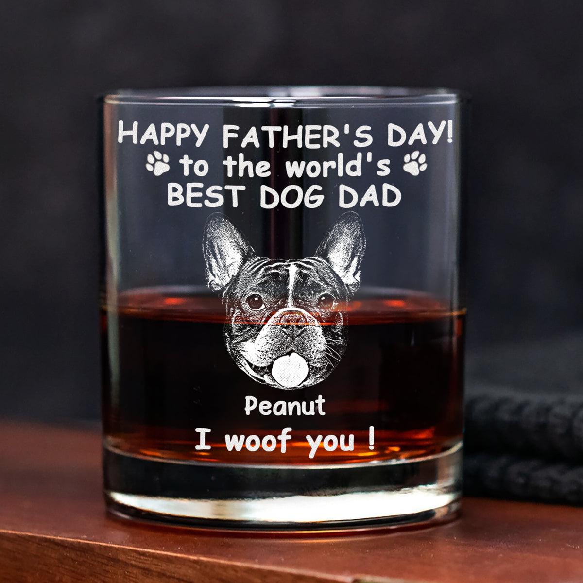 Custom Photo Woof Best Dog Dad Engraved Whiskey Glass Father's Day Gifts HA75 892372