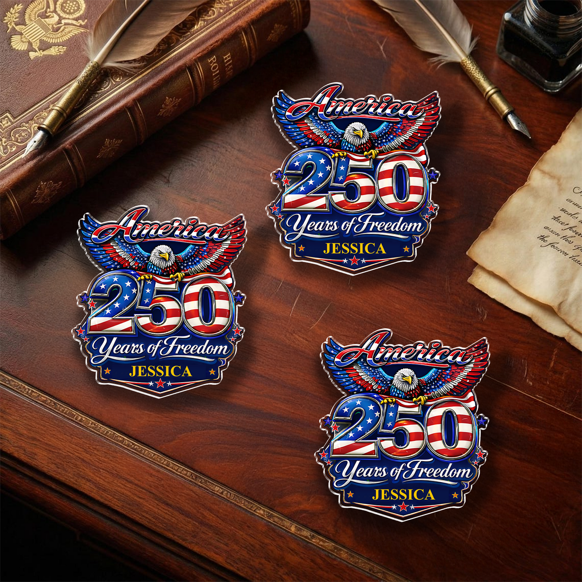 Custom Name America 250 Years Of Freedom 1776–2026 Eagle Acrylic Pin CH07 911096