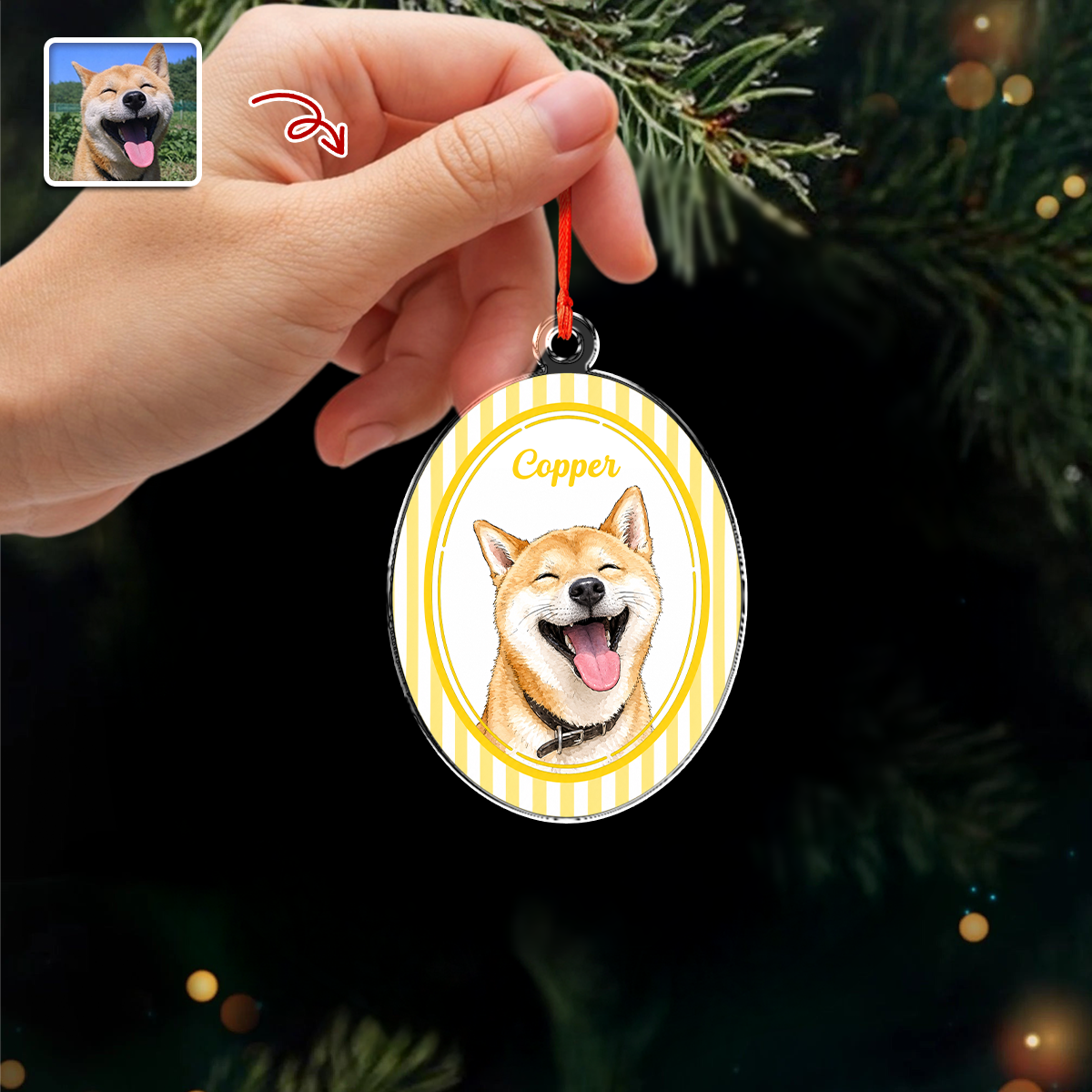 Custom Photo Dog Cat Pet Acrylic Ornament, Personalized Gift For Pet Lovers HA75 919112
