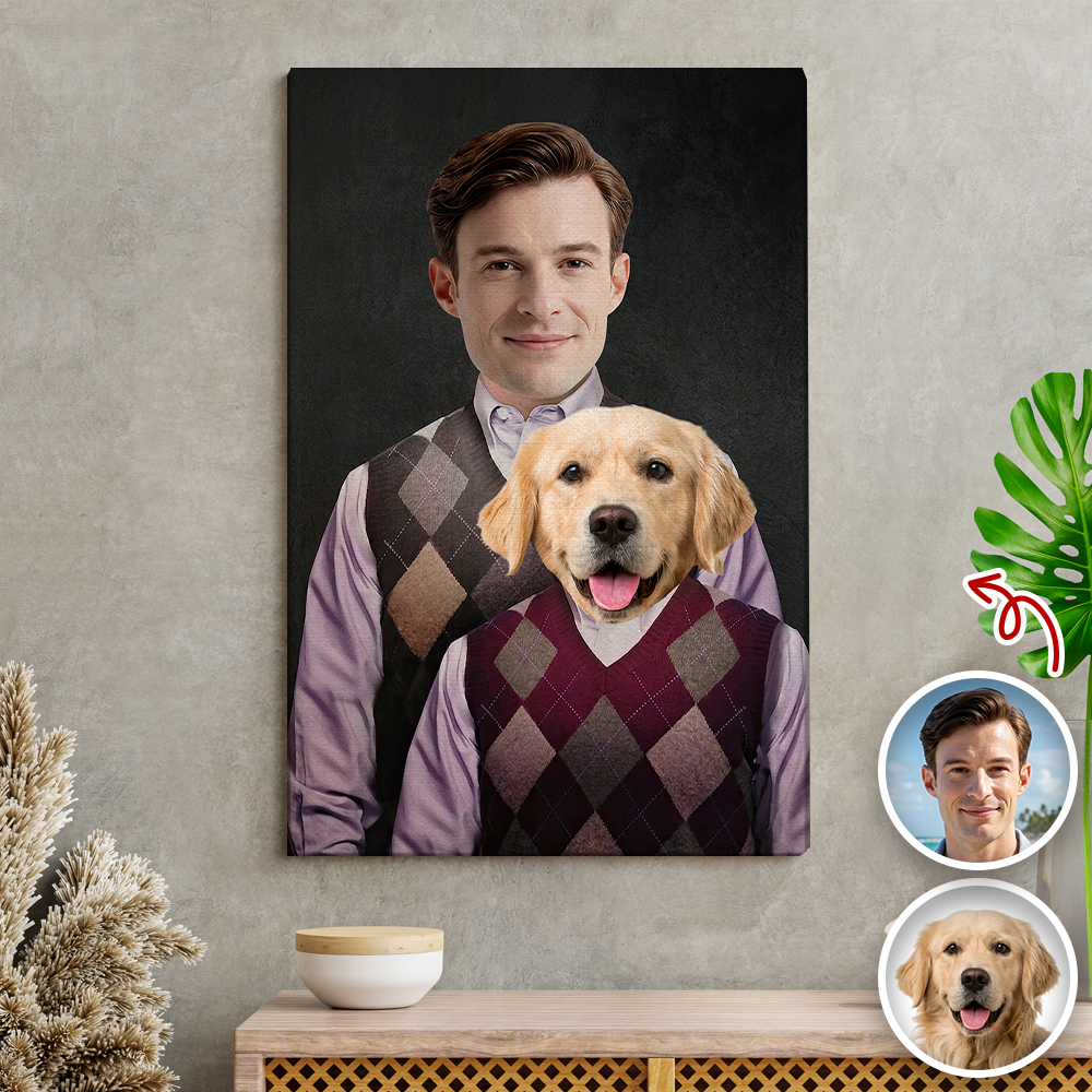 Custom Photo Step Brothers Poster Canvas - Personalized Dog and Owner Portrait TH10 169893